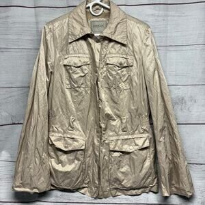 Geox Respira Khaki Light Full Zip Snap Button Jacket Women’s size 14